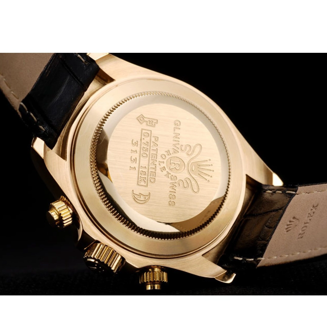 MiroTime 0716 Rolex Daytona Gold Case Crystal Studded Bezel Black Dial